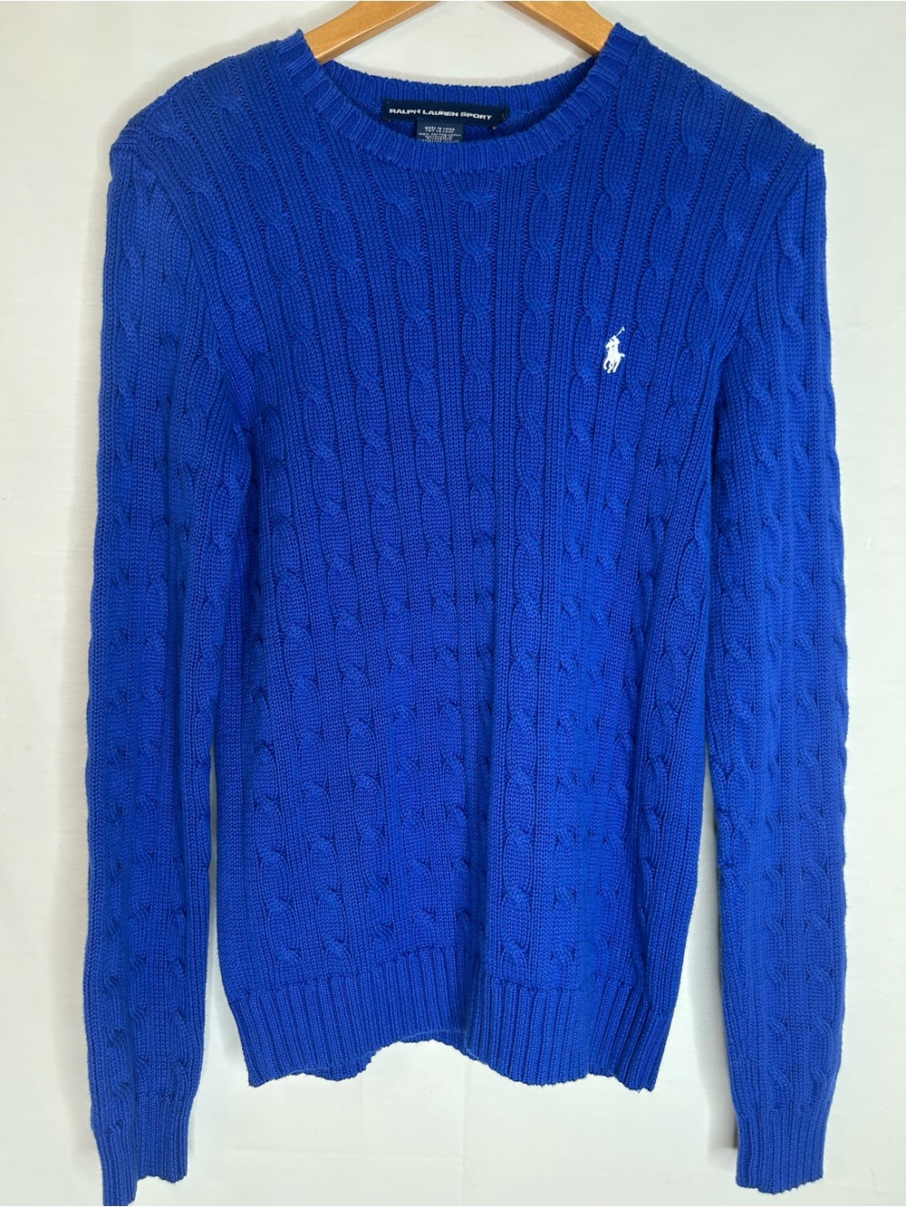 Ralph Lauren Sport Women’s Cable Knit Cotton Sweater - Royal Blue Size Large